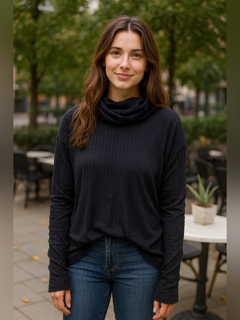 Lucky Brand Cowl Neck Long Sleeve Shirt